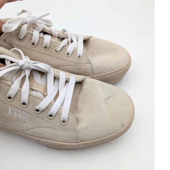 Vans Seldan Platform Sneaker Shoes Round Toe Women's Beige Suede Size US8 EU38.5 - Picture 10 of 13